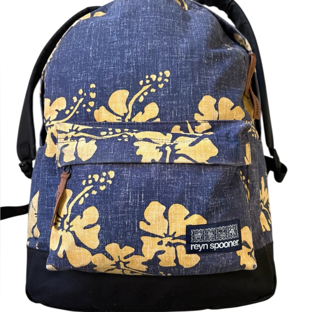 RARE Reyn Spooner Hawaiian Aloha Biscus"Backpack  Blue/Yellow Spooner Kloth